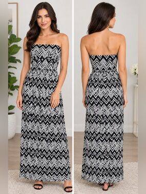 Women Chevron Pattern Dress With Pockets Size Small. Designed In LA Made China